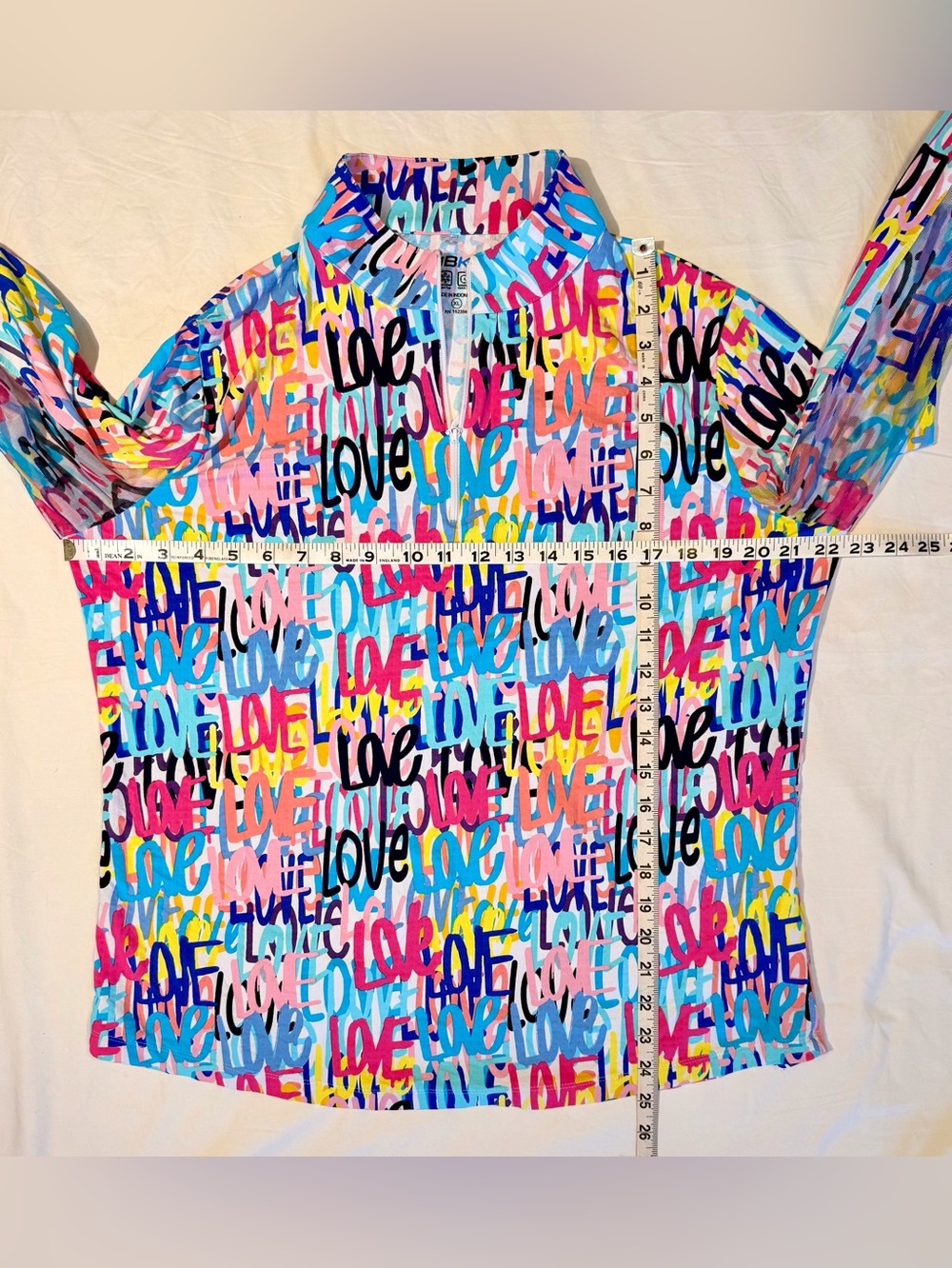 IBKUL Love Print Half Zip Pull Over Shirt - Picture 9 of 12